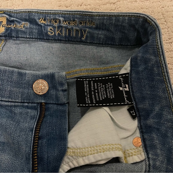 7 for all mankind the high waist ankle skinny light wash denim jeans - size 29 - Picture 3 of 5